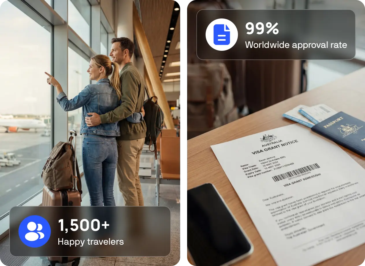 Travelers and an approved Australia visa document